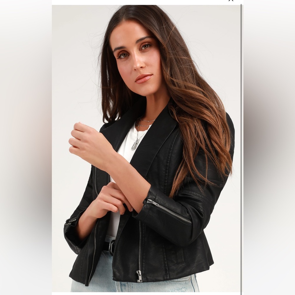 Here's the Stitch Black Vegan Leather Moto Jacket